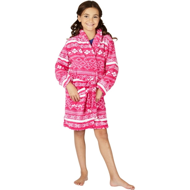 INTIMO Womens Pink Fair Isle Holiday Robe